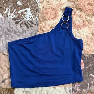 Fashion Nova One-Shoulder Ring-Accent Crop Top - Royal Blue